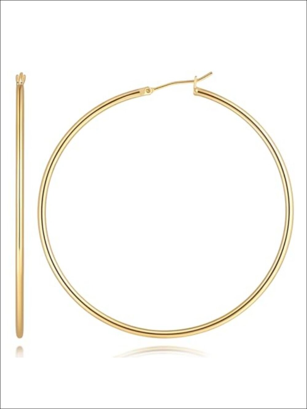 14K Gold Plated Hoop Earrings Latch Back Everyday